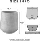 15.3" Dia Round Concrete Planter, Outdoor Indoor Large Plant Pots Containers with Drainage Hole and Rubber Plug for Home Garden Patio, Gray Concrete