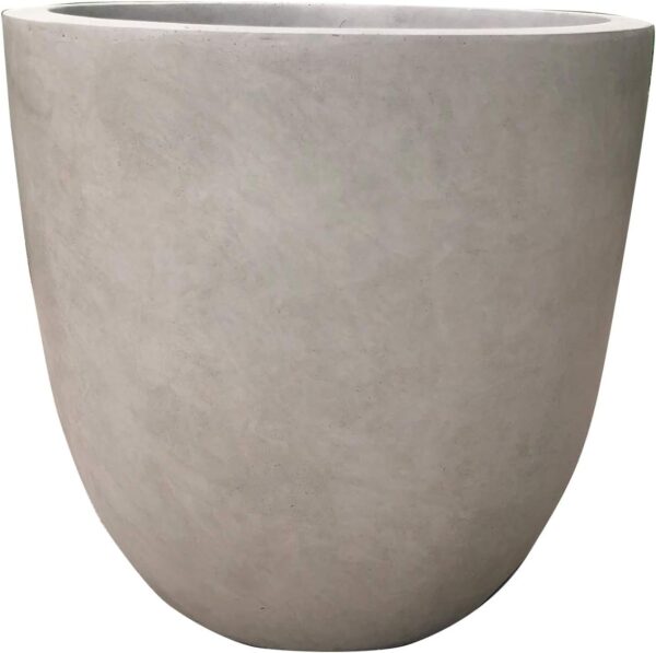 18 Inch Dia Round Concrete Planter, Indoor Outdoor Large Plant Pot with Drainage Hole and Rubber Plug for Home Patio Garden, Weathered Concrete