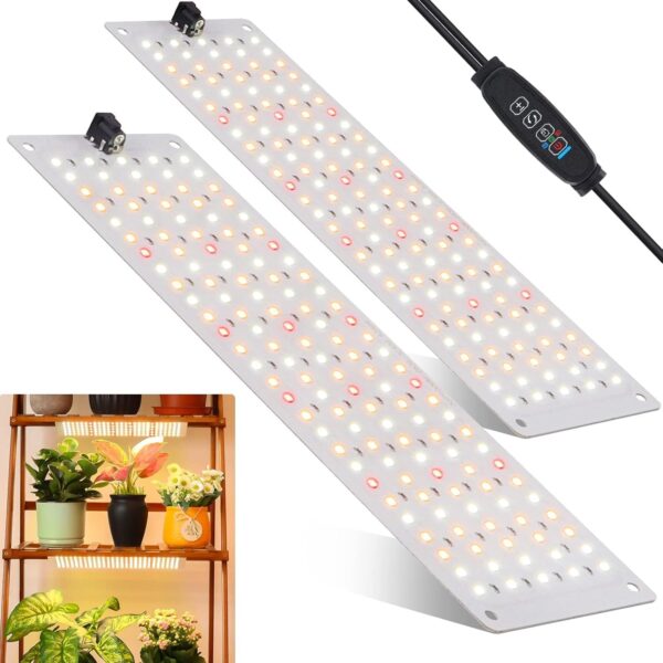 Grow Light, Full Spectrum 270 LED Growing Lamp with Auto On/Off Timer 4/8/12H, 3 Lighting Modes, 10 Dimmable Levels, Suitable for Indoor Plants, 2 Pack