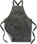 Denim Apron with Pockets for Hair Stylist Gardening Craftsmen Barista Women Hairdresser Jean Work Apron Cross Straps & Adjustable S to L (Black)