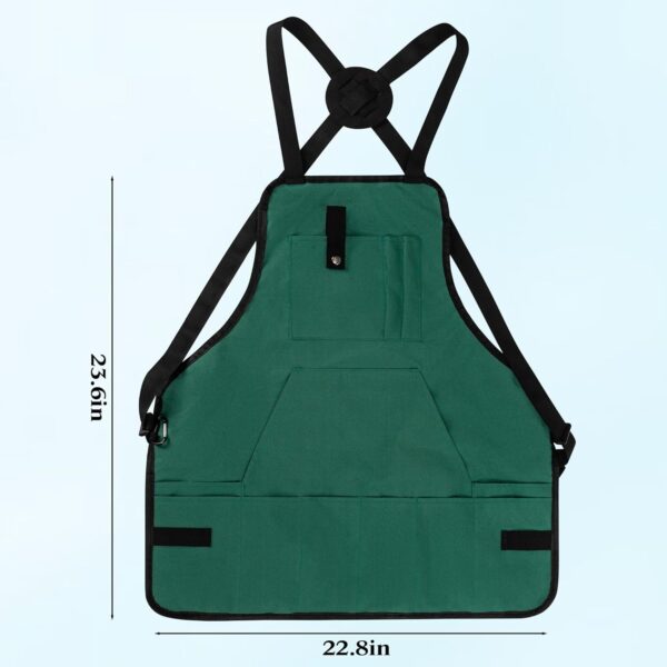 Gardening Apron, Garden Apron for Women with Pockets, Waterproof 600D Heavy Duty Cross Back Work Tool Aprons for Men Gardeners Painting - Image 2