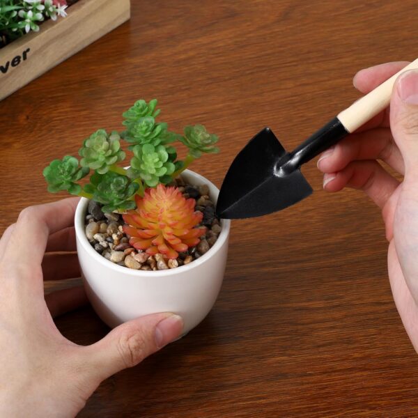 Mini Garden Tool Set, 6Pcs Indoor Plant Tools Gardening Metal Shovel Rake Spade with Wood Non-Slip Handle for Transplanting Cultivating Weeding Flowers Vegetable - Image 2