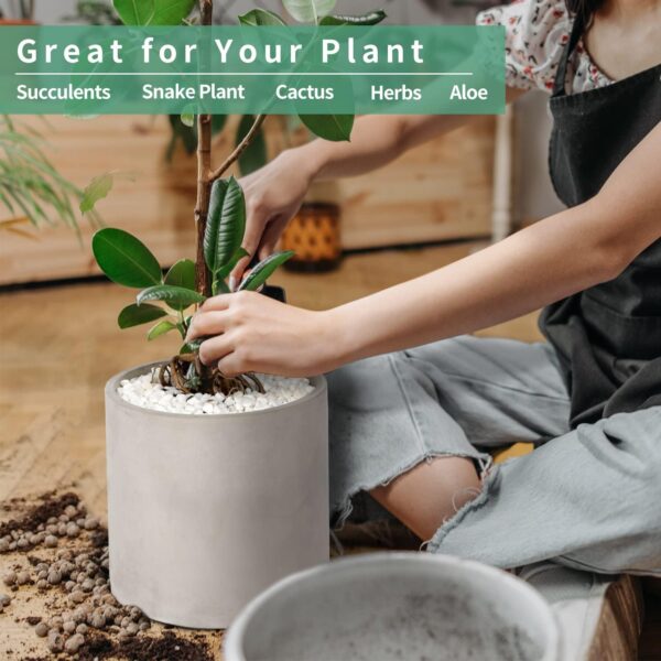 Cement Plant Pots Indoor - 5.9 inch Concrete Planter Pot for Planting - Modern Stone Clay Flower Pot with Drainage Hole for Garden, Home, Office Decor, Grey - Image 2