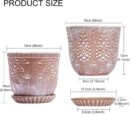 6 Inch Beaded Ceramic Planter Set of 2 with Drainage Hole and Saucer for Plants, Indoor-Outdoor Large Round Succulent Orchid Flower Pot