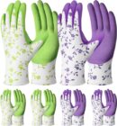 Gardening Gloves for Women Men - 6 Pairs Breathable Garden Gloves with Grip, Printed Latex Coating Outdoor Working Gloves for Lawn Yard, Medium Size Fits Most