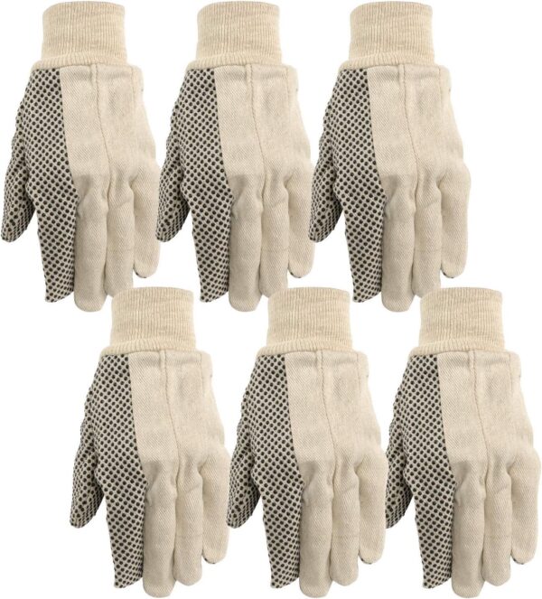 Canvas Work Gloves, Economy Dotted, 6 Pair Pack (309K) , White