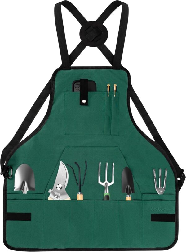 Gardening Apron, Garden Apron for Women with Pockets, Waterproof 600D Heavy Duty Cross Back Work Tool Aprons for Men Gardeners Painting