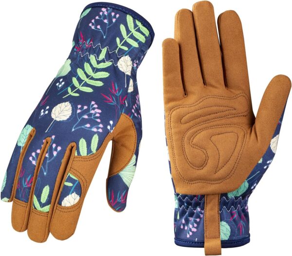 Leather Gardening Gloves for Women - Working Gloves for Weeding, Digging, Planting, Raking and Pruning